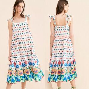 NWOT FLOE Buvard Floral Tie Shoulder Midi Dress size Small